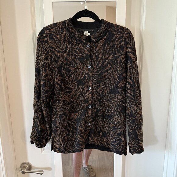 Women’s “Peruvian Connection” SZ Small Br/Bl knit jacket Pima cotton - Picture 1 of 4